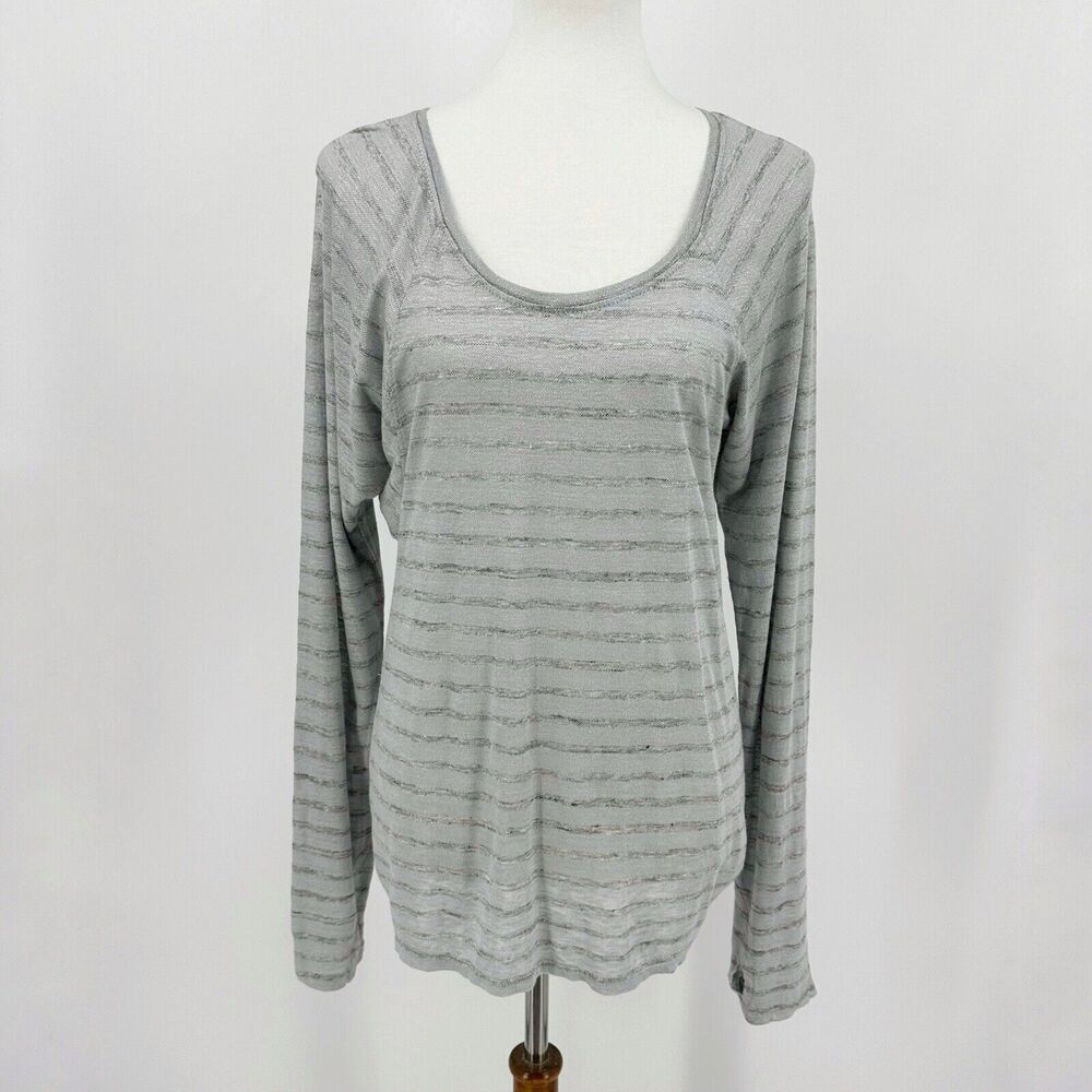Athleta Shiva Shimmer Stripe Top Size XXS Women Linen Jersey Thumb Hole Layering